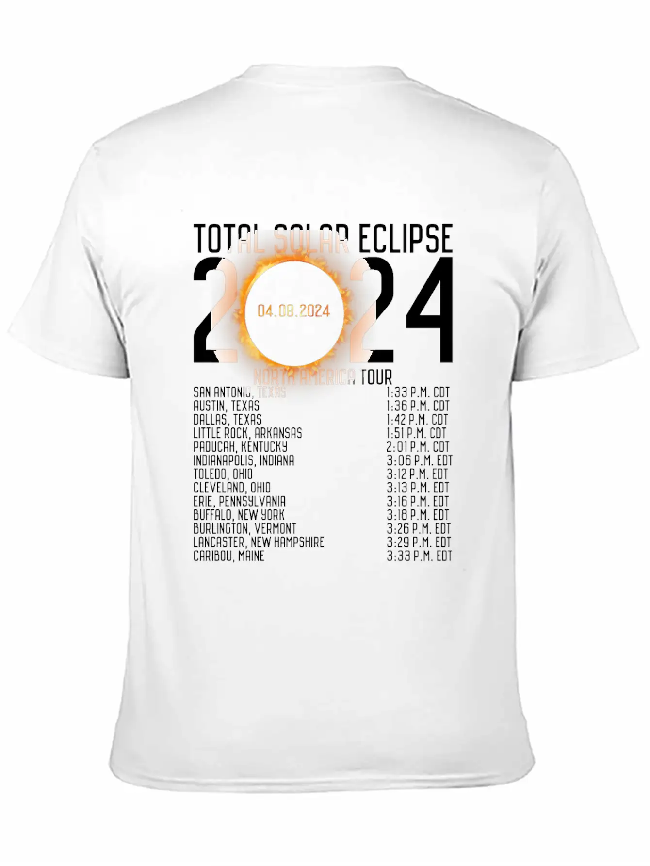 North America Tour 2024 Totality Solar Eclipse Lightweight Cotton T-Shirt – Daily Comfort Graphic Shirt
