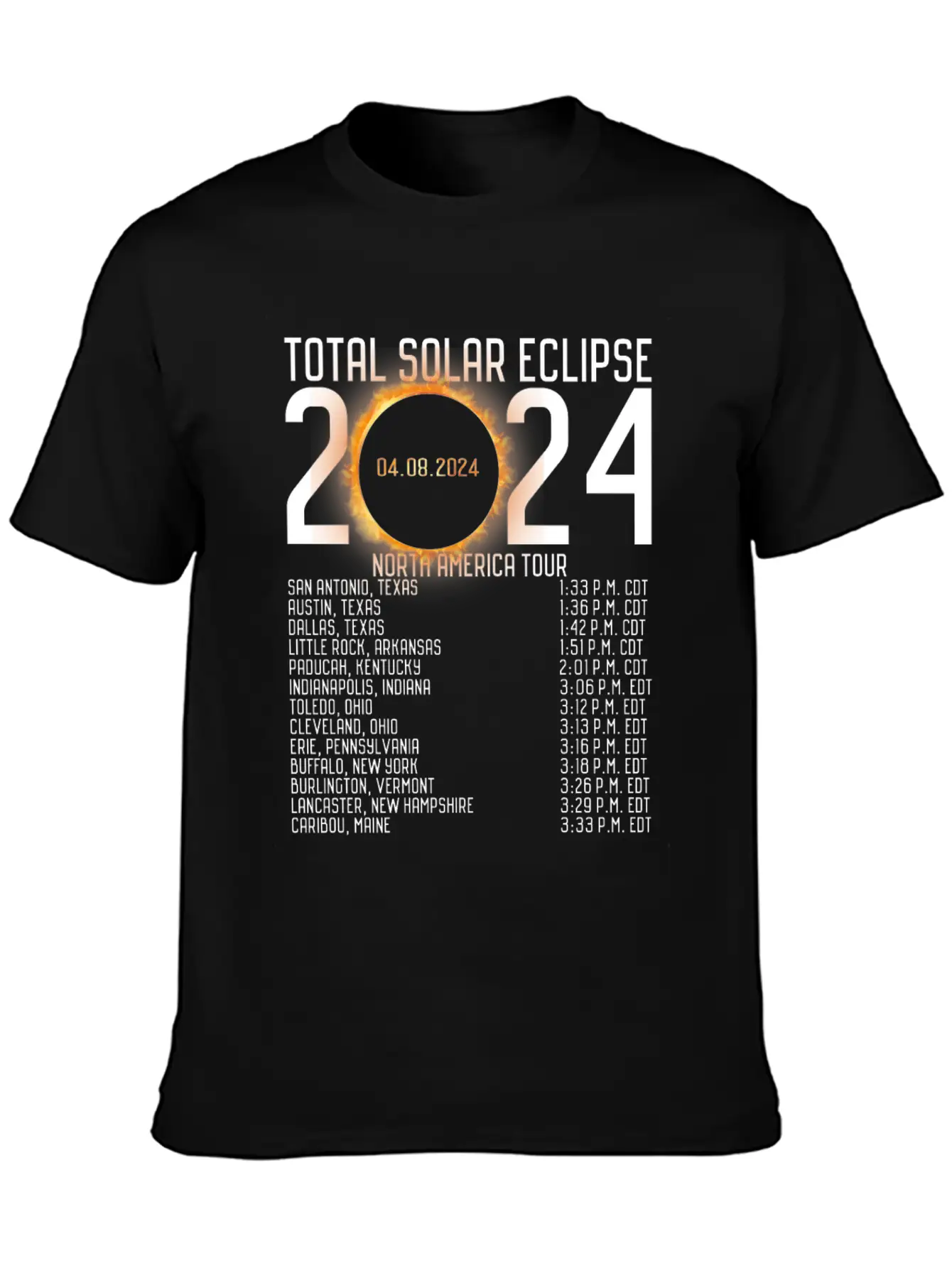 North America Tour 2024 Totality Solar Eclipse Lightweight Cotton T-Shirt – Daily Comfort Graphic Shirt