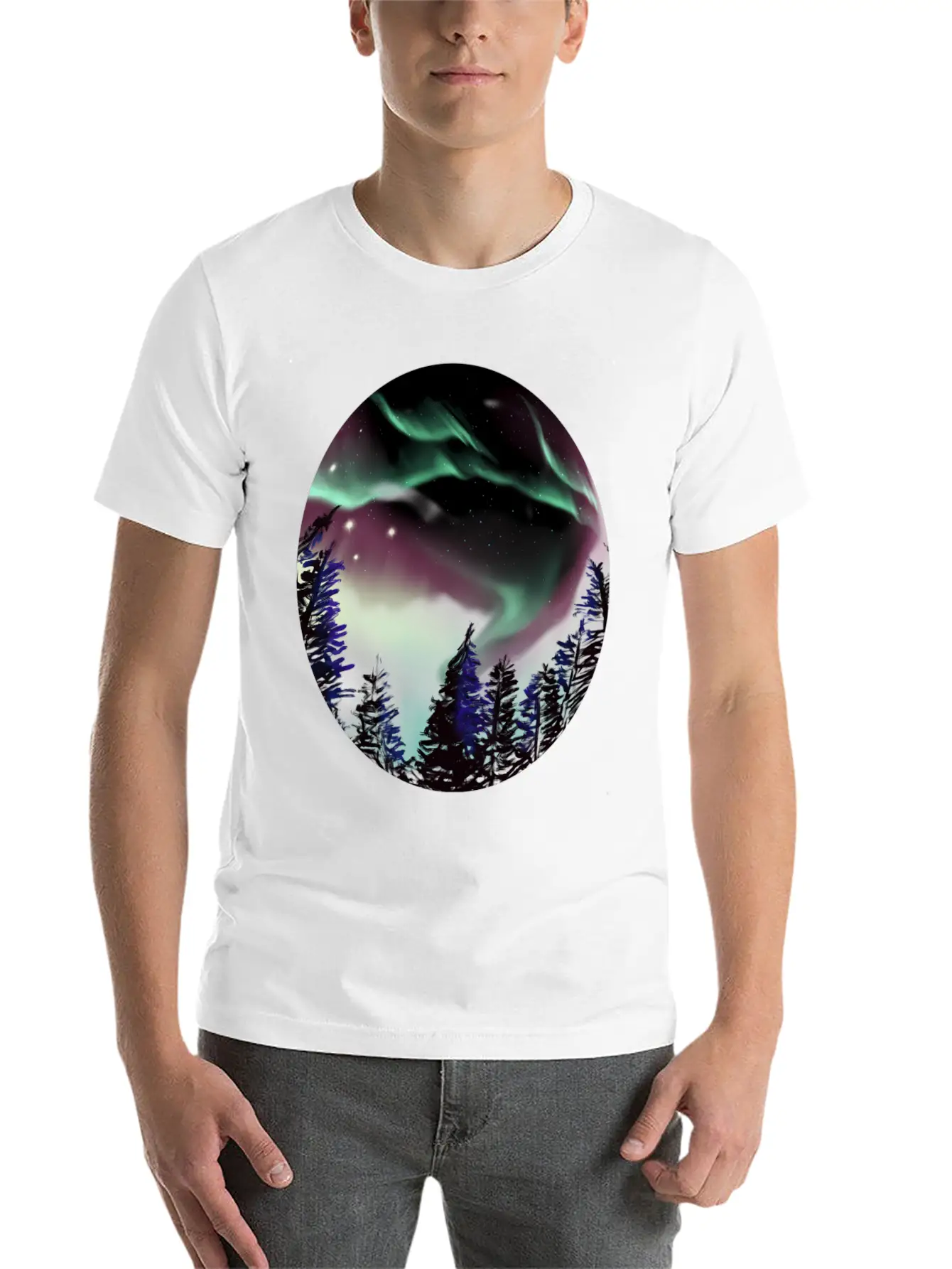 Northern Lights Aurora Borealis For Or Essential Cotton Tee For Daily Outfits – Unisex Style