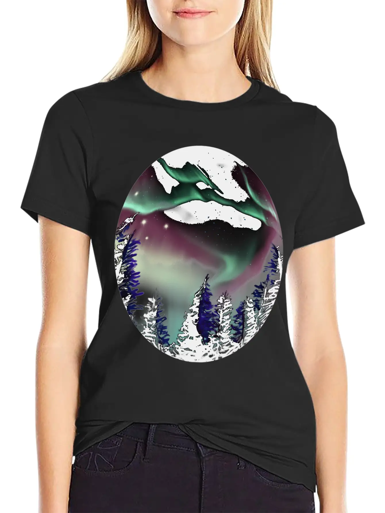 Northern Lights Aurora Borealis For Or Essential Cotton Tee For Daily Outfits – Unisex Style