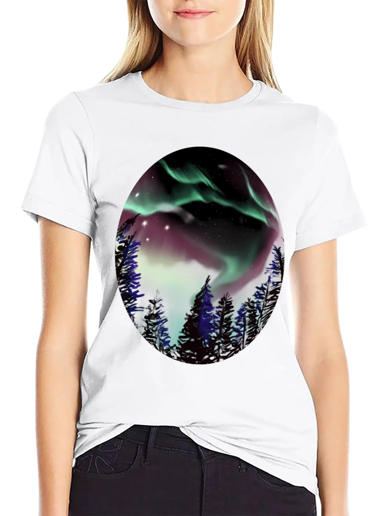 Northern Lights Aurora Borealis For Or Essential Cotton Tee For Daily Outfits – Unisex Style