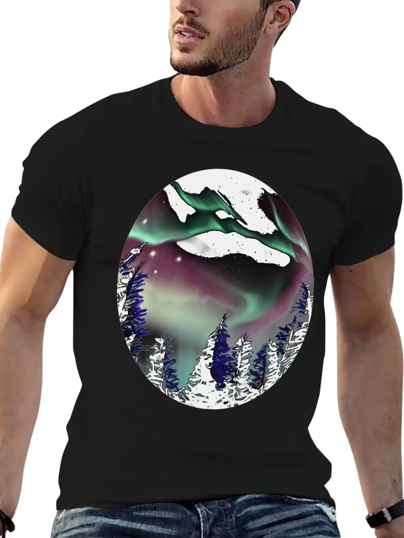 Northern Lights Aurora Borealis For Or Essential Cotton Tee For Daily Outfits – Unisex Style