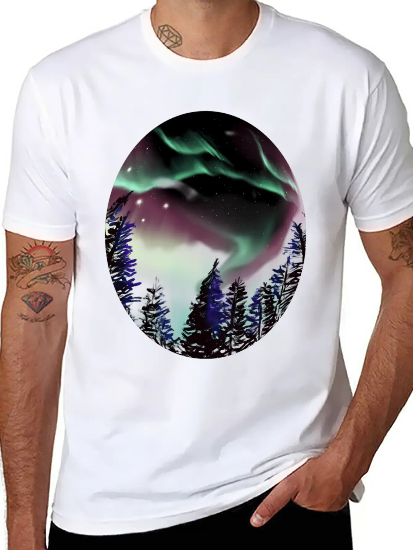 Northern Lights Aurora Borealis For Or Essential Cotton Tee For Daily Outfits – Unisex Style