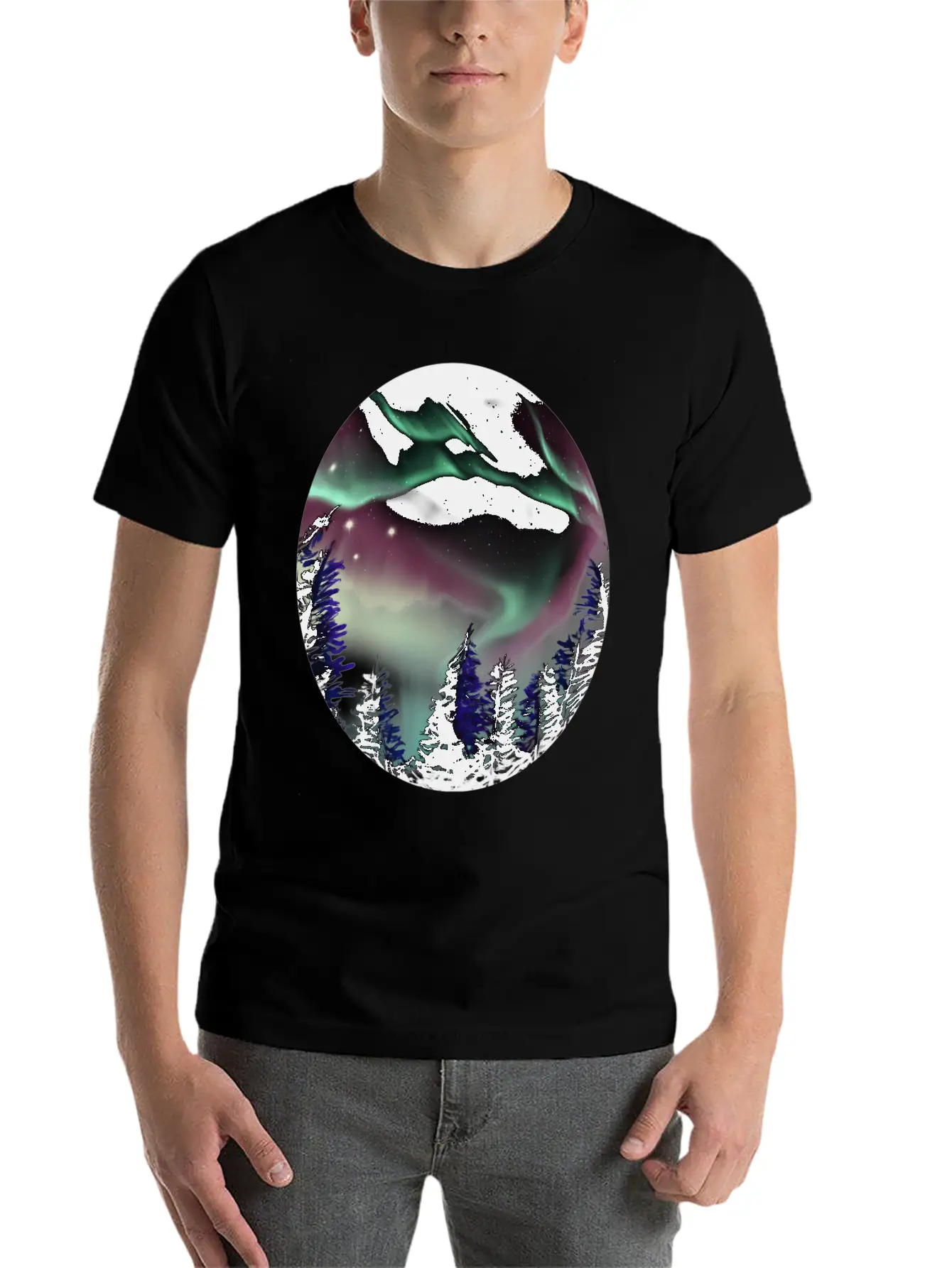 Northern Lights Aurora Borealis For Or Essential Cotton Tee For Daily Outfits – Unisex Style