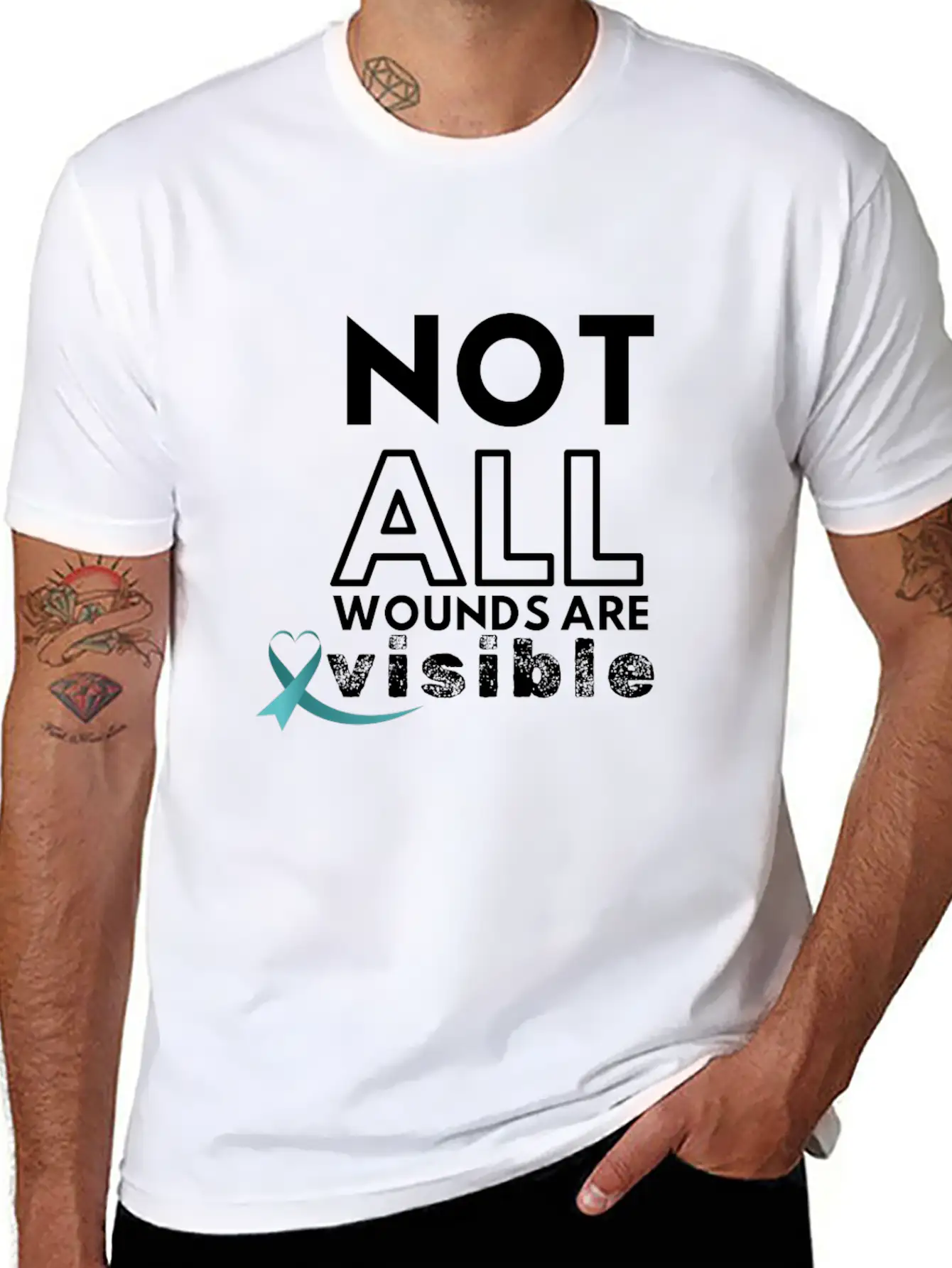 Not All Wounds PTSD Awareness Month June Warrior Modern Fit Casual T-Shirt ��� Clean And Versatile Design