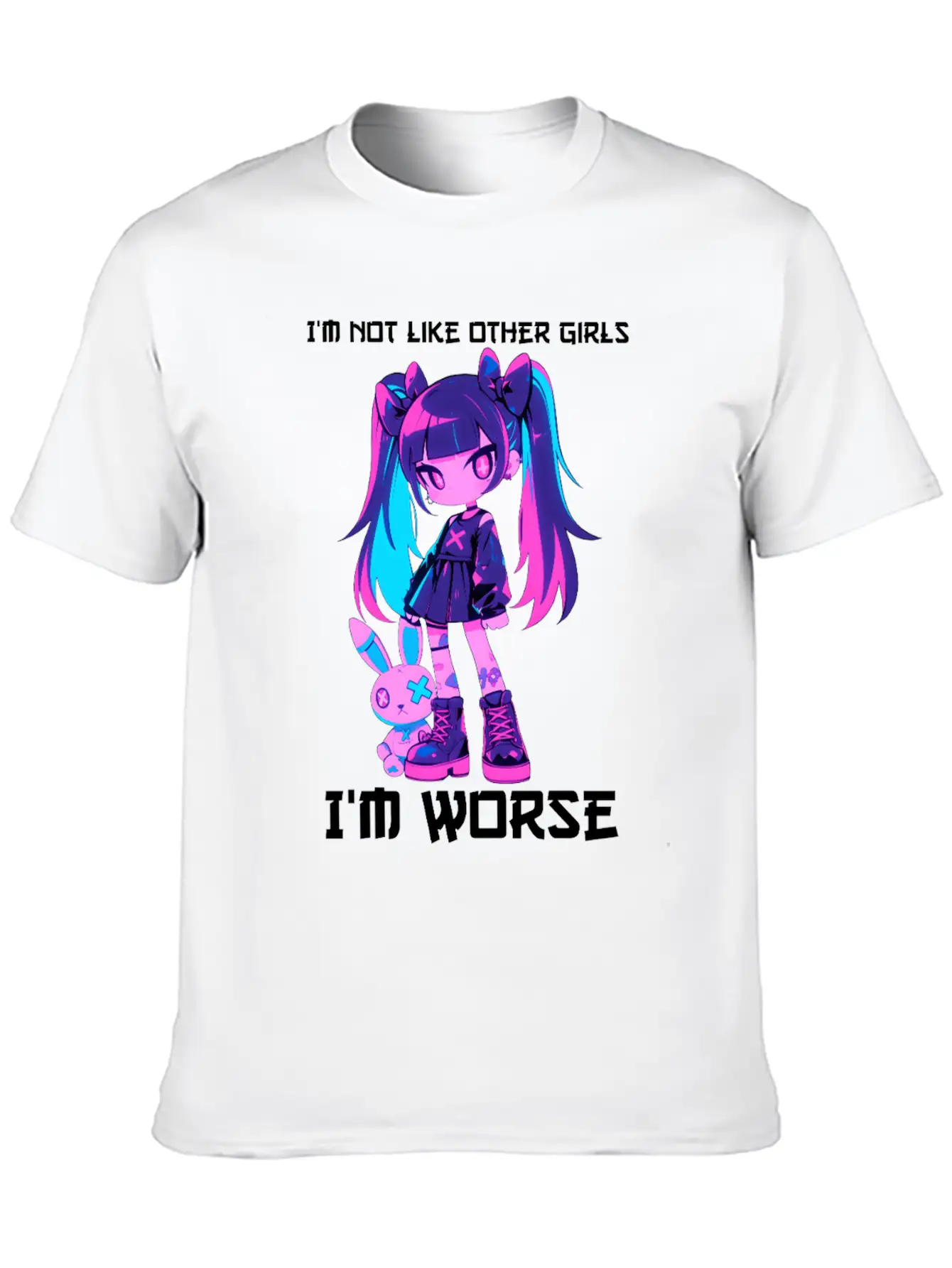 Not Like Other Girls Goth Girl Bunny Grunge Modern Fit Casual T-Shirt ��� Clean And Versatile Design
