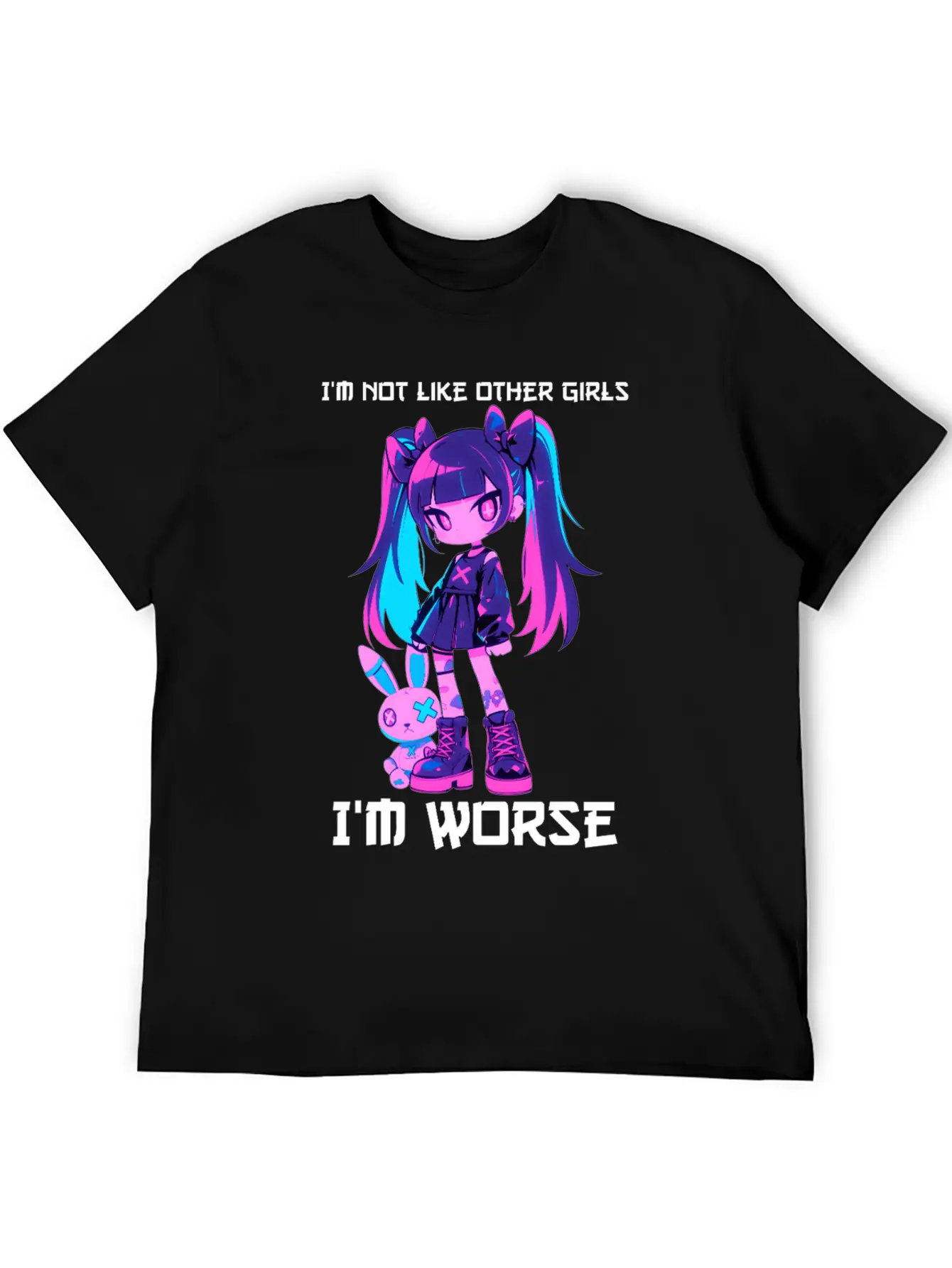 Not Like Other Girls Goth Girl Bunny Grunge Modern Fit Casual T-Shirt ��� Clean And Versatile Design