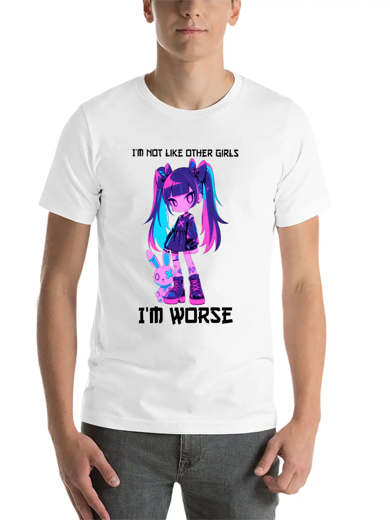 Not Like Other Girls Goth Girl Bunny Grunge Modern Fit Casual T-Shirt ��� Clean And Versatile Design