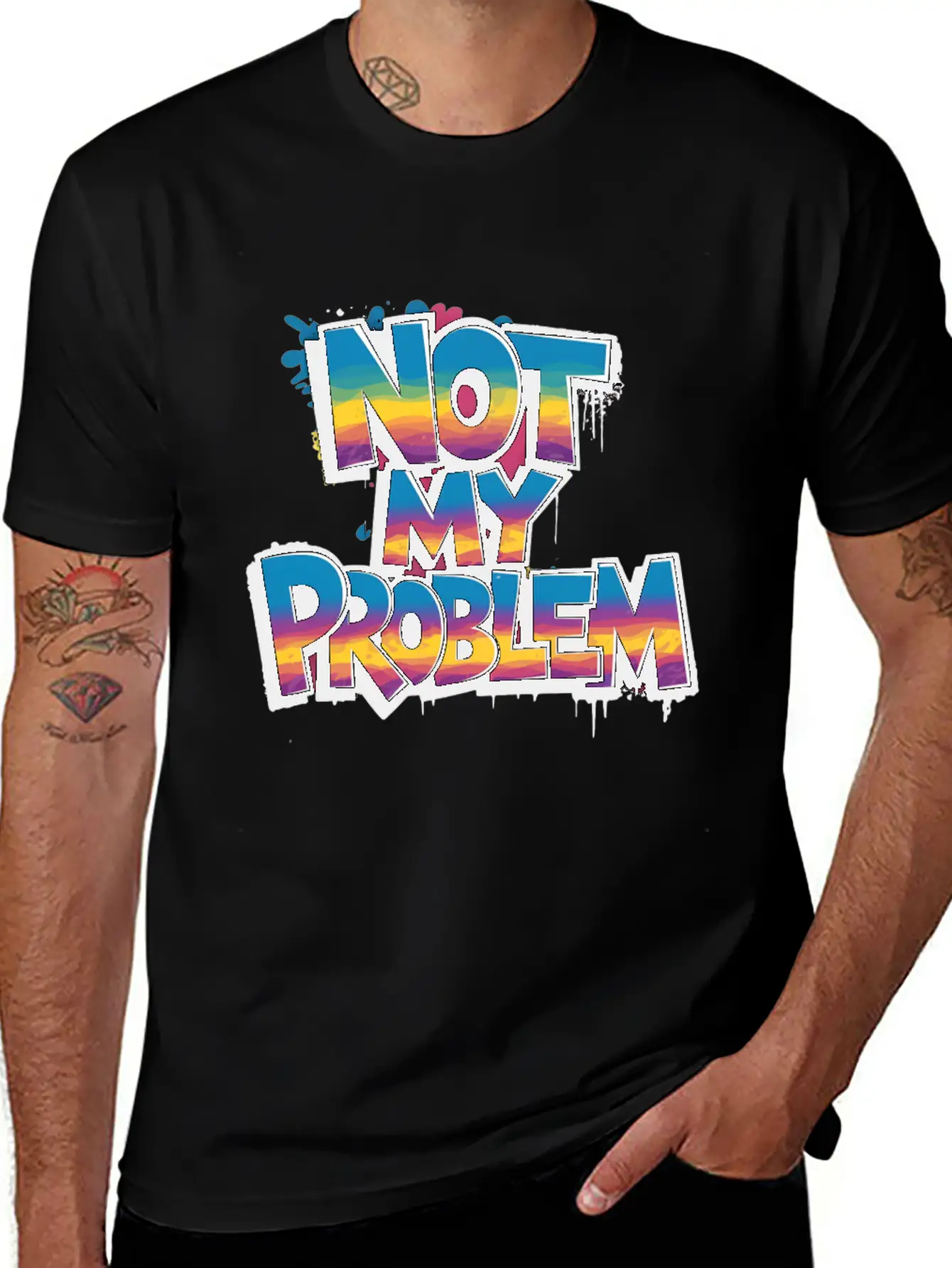 Not My Problem Bold Graffiti Statement Soft Cotton Short Sleeve Tee – Unisex Wardrobe Staple