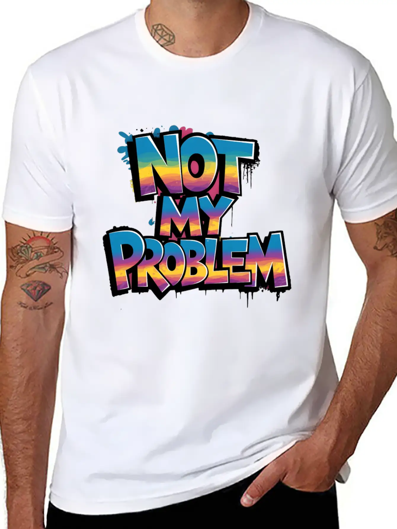 Not My Problem Bold Graffiti Statement Soft Cotton Short Sleeve Tee – Unisex Wardrobe Staple
