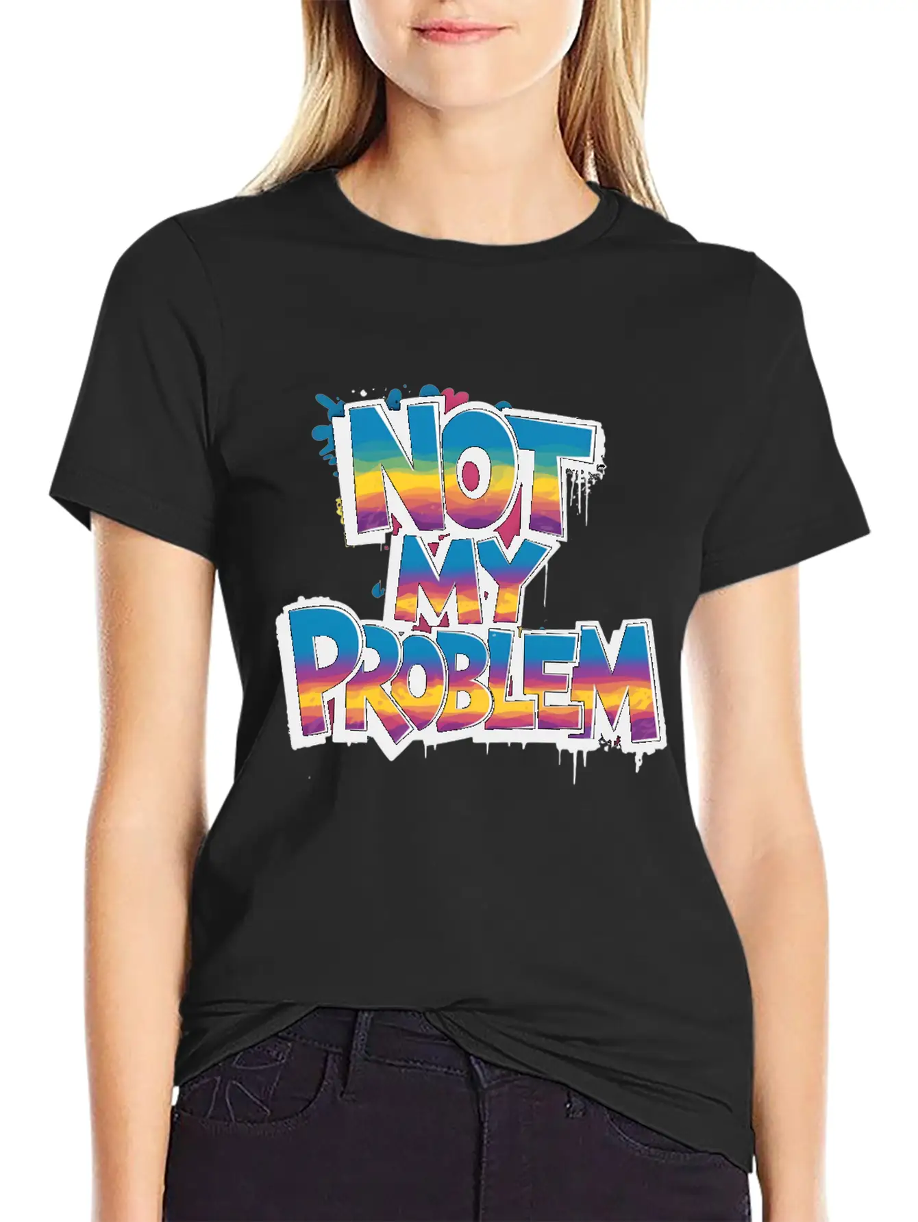 Not My Problem Bold Graffiti Statement Soft Cotton Short Sleeve Tee – Unisex Wardrobe Staple