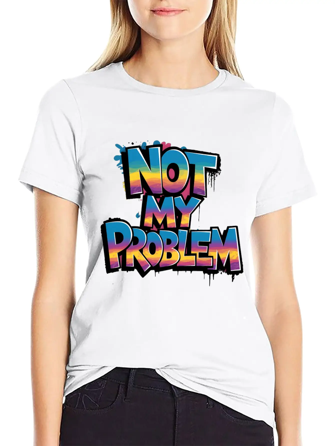 Not My Problem Bold Graffiti Statement Soft Cotton Short Sleeve Tee – Unisex Wardrobe Staple