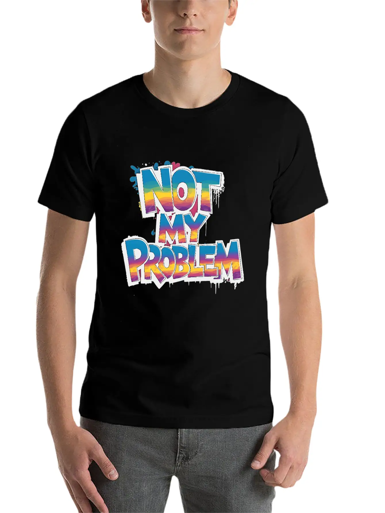 Not My Problem Bold Graffiti Statement Soft Cotton Short Sleeve Tee – Unisex Wardrobe Staple