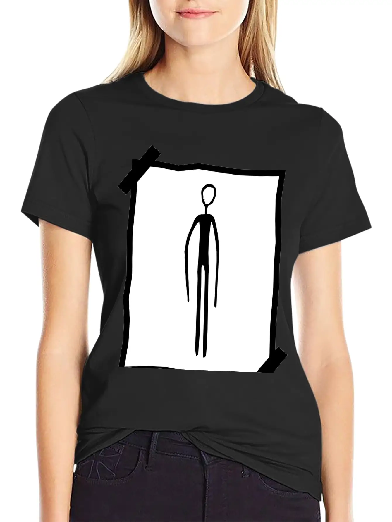Note Paper Note Find Black Alien Man Unisex Casual T-Shirt – Clean Design For Daily Comfort