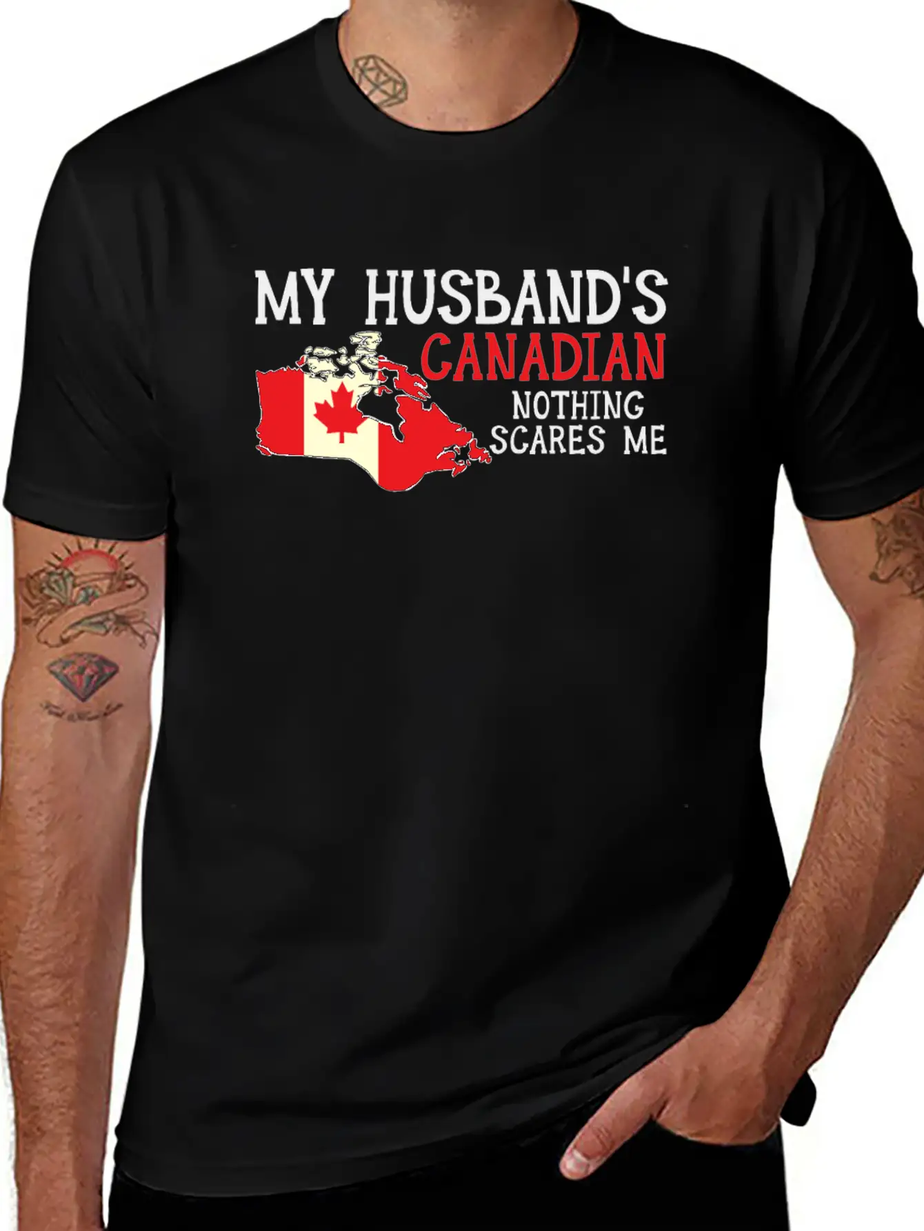 Nothing Scares Me Husband Wife Canada Married Classic Fit Graphic Tee For Daily Comfort – Unisex Cotton Shirt