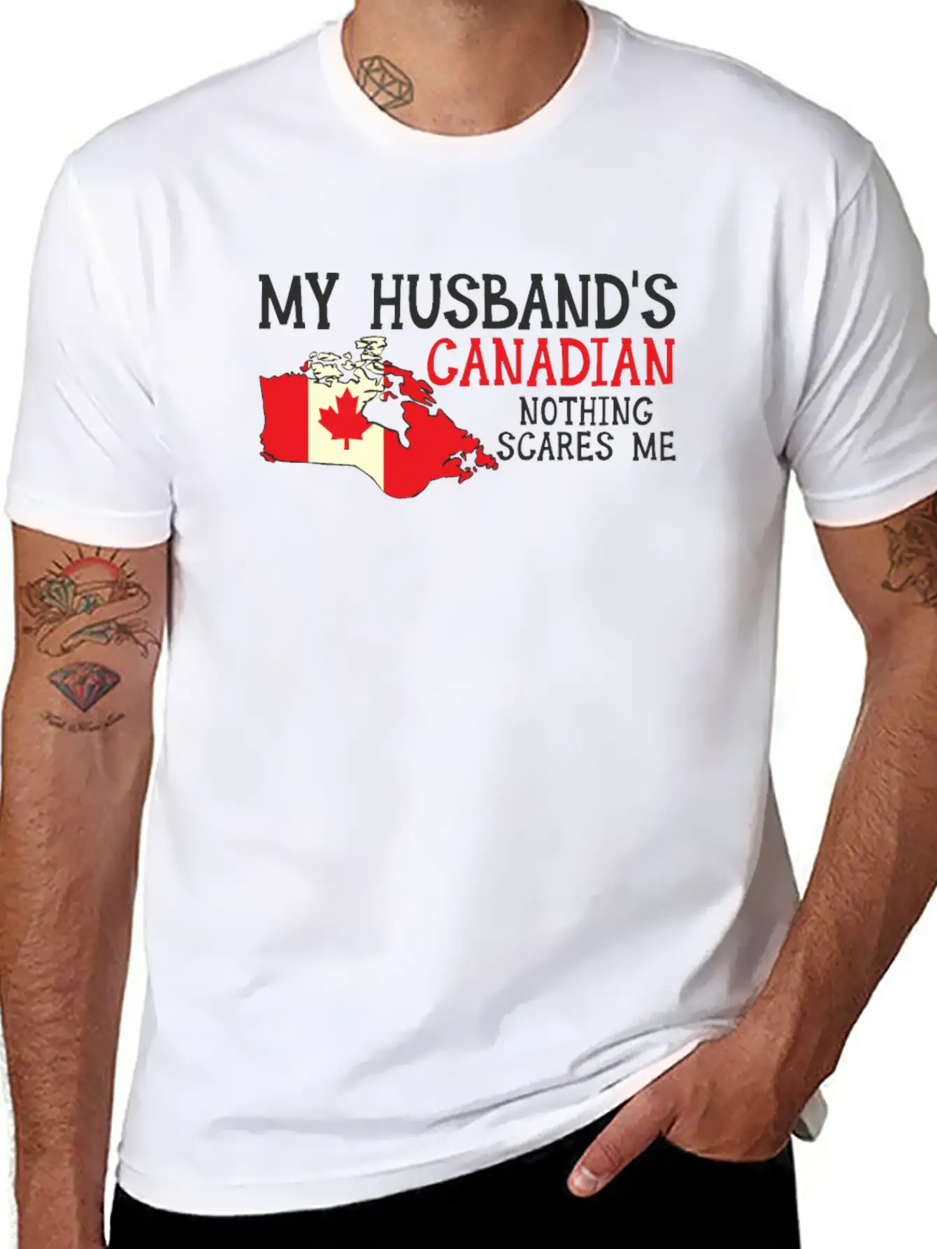 Nothing Scares Me Husband Wife Canada Married Classic Fit Graphic Tee For Daily Comfort – Unisex Cotton Shirt