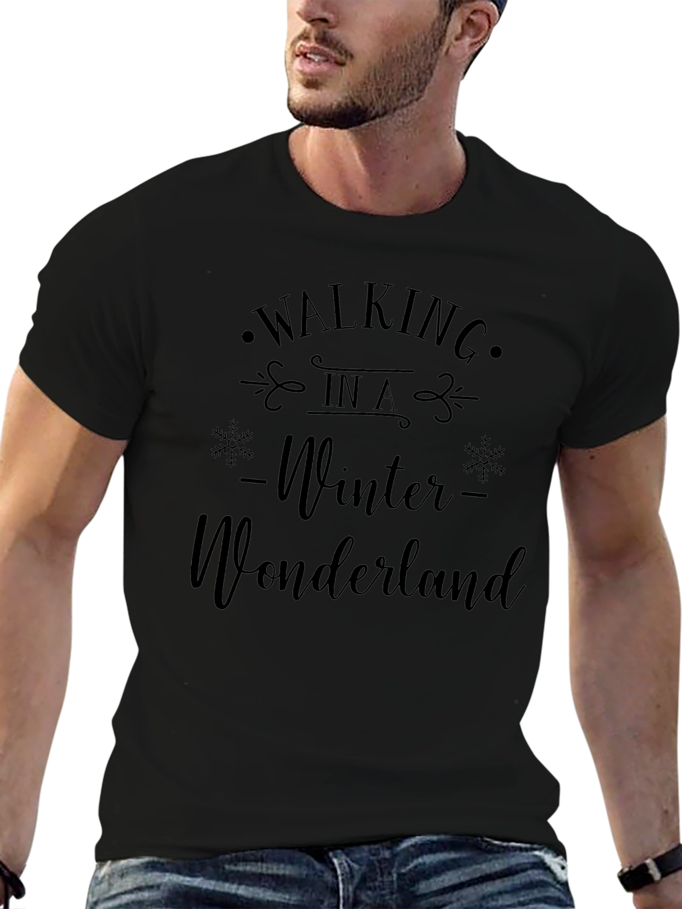 Walking in a Winter Wonderland Black T-Shirt