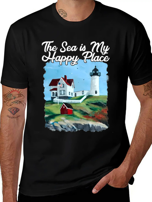 Nubble Lighthouse Maine Lighthouse Painting Summer Essential Cotton Tee For Daily Outfits – Unisex Style