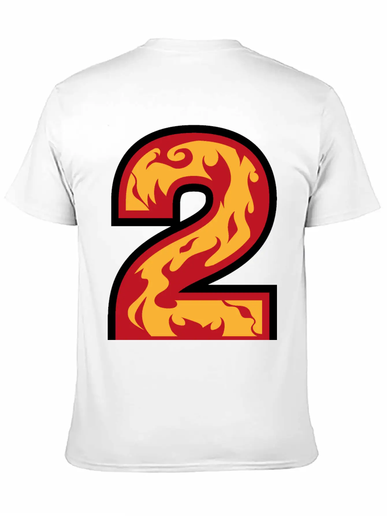 Number 2 With Flames - Number Two On Fire 🔥 Basic Graphic T-Shirt – Daily Comfort In Soft Cotton
