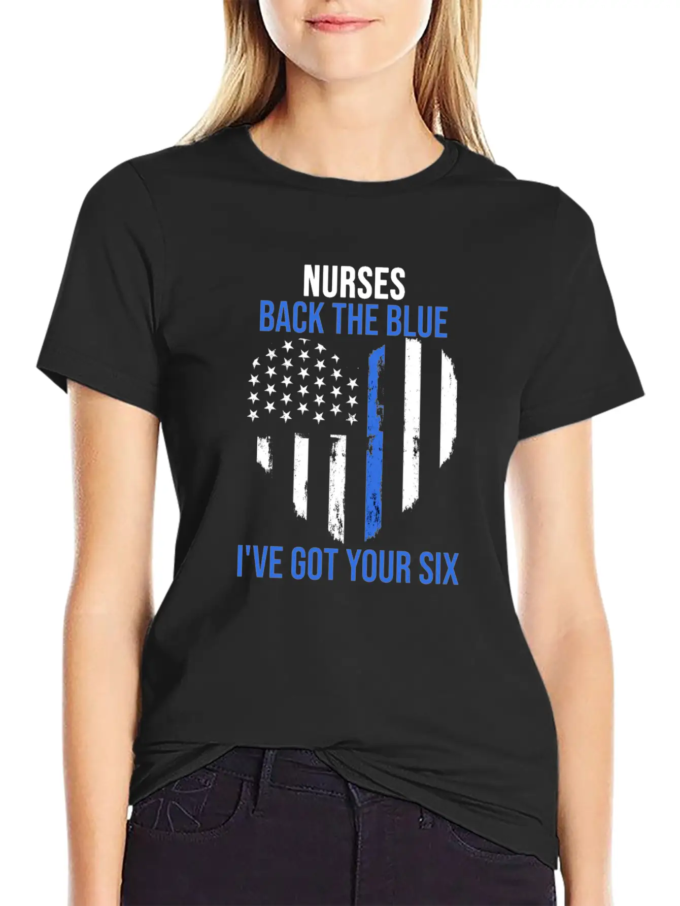 Nurses Back The Blue I've Got Your Six Nursing Lightweight Cotton T-Shirt – Daily Comfort Graphic Shirt
