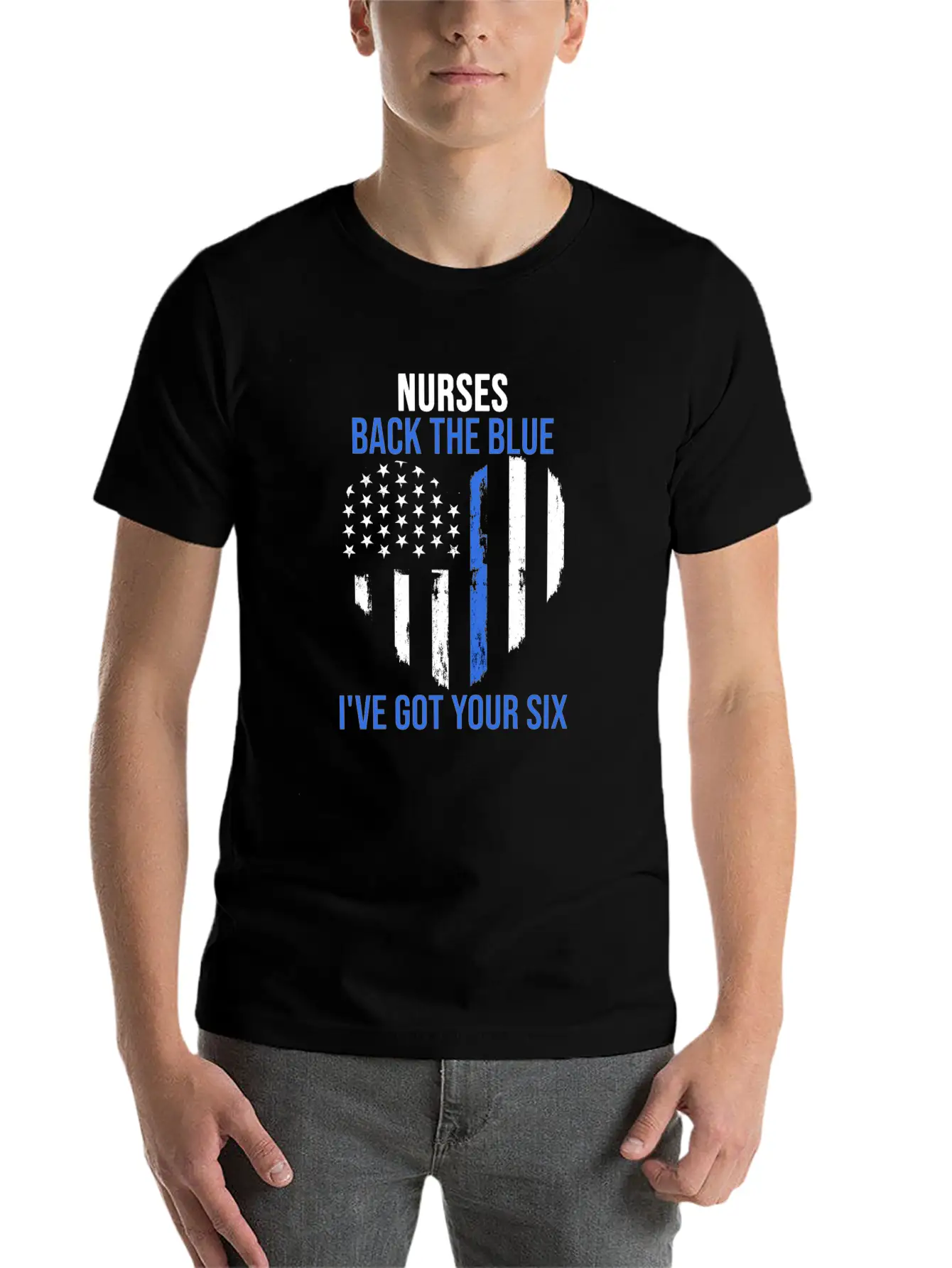 Nurses Back The Blue I've Got Your Six Nursing Lightweight Cotton T-Shirt – Daily Comfort Graphic Shirt