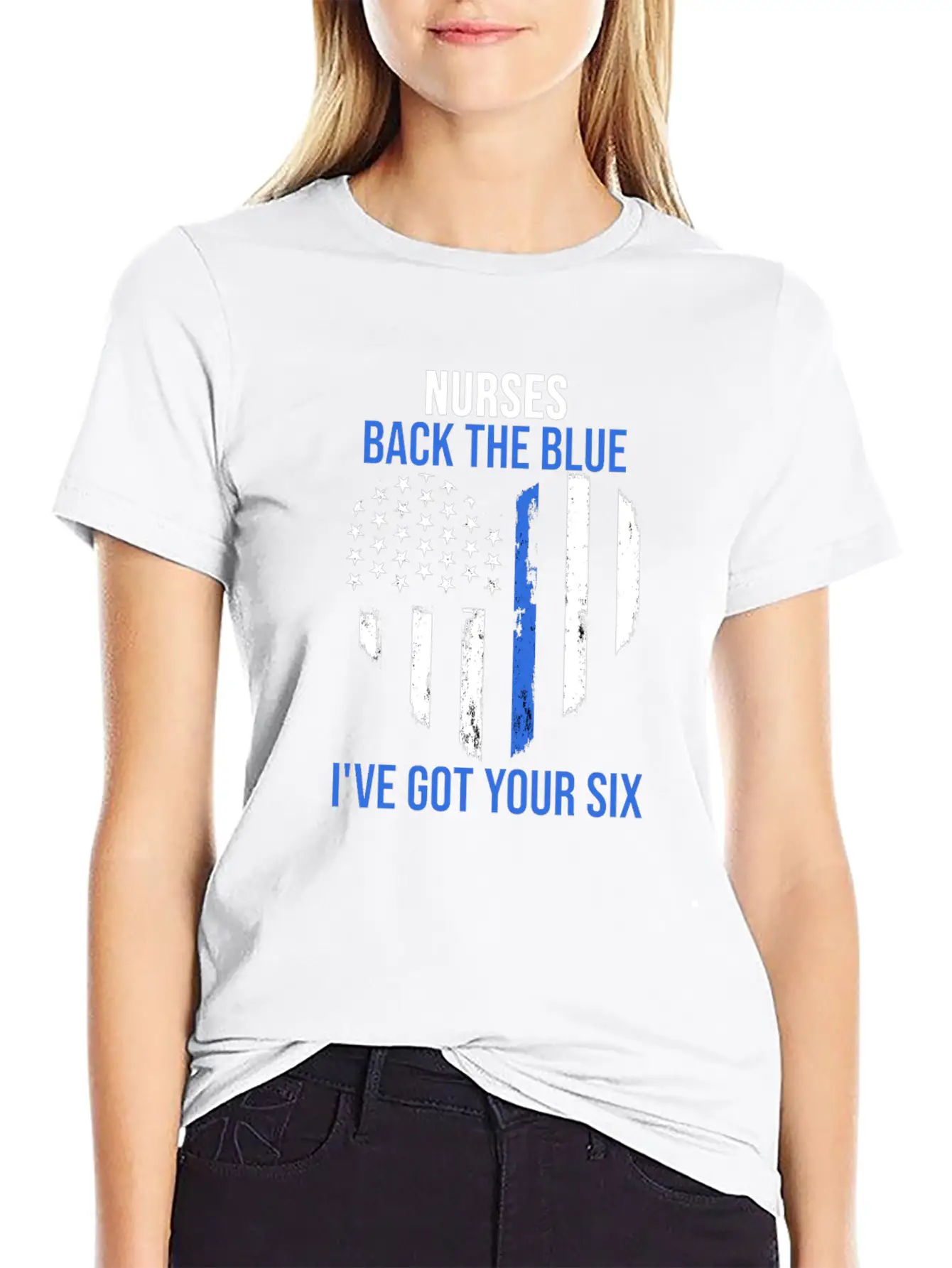 Nurses Back The Blue I've Got Your Six Nursing Lightweight Cotton T-Shirt – Daily Comfort Graphic Shirt