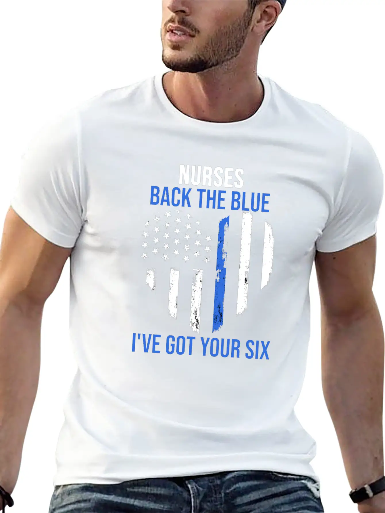 Nurses Back The Blue I've Got Your Six Nursing Lightweight Cotton T-Shirt – Daily Comfort Graphic Shirt