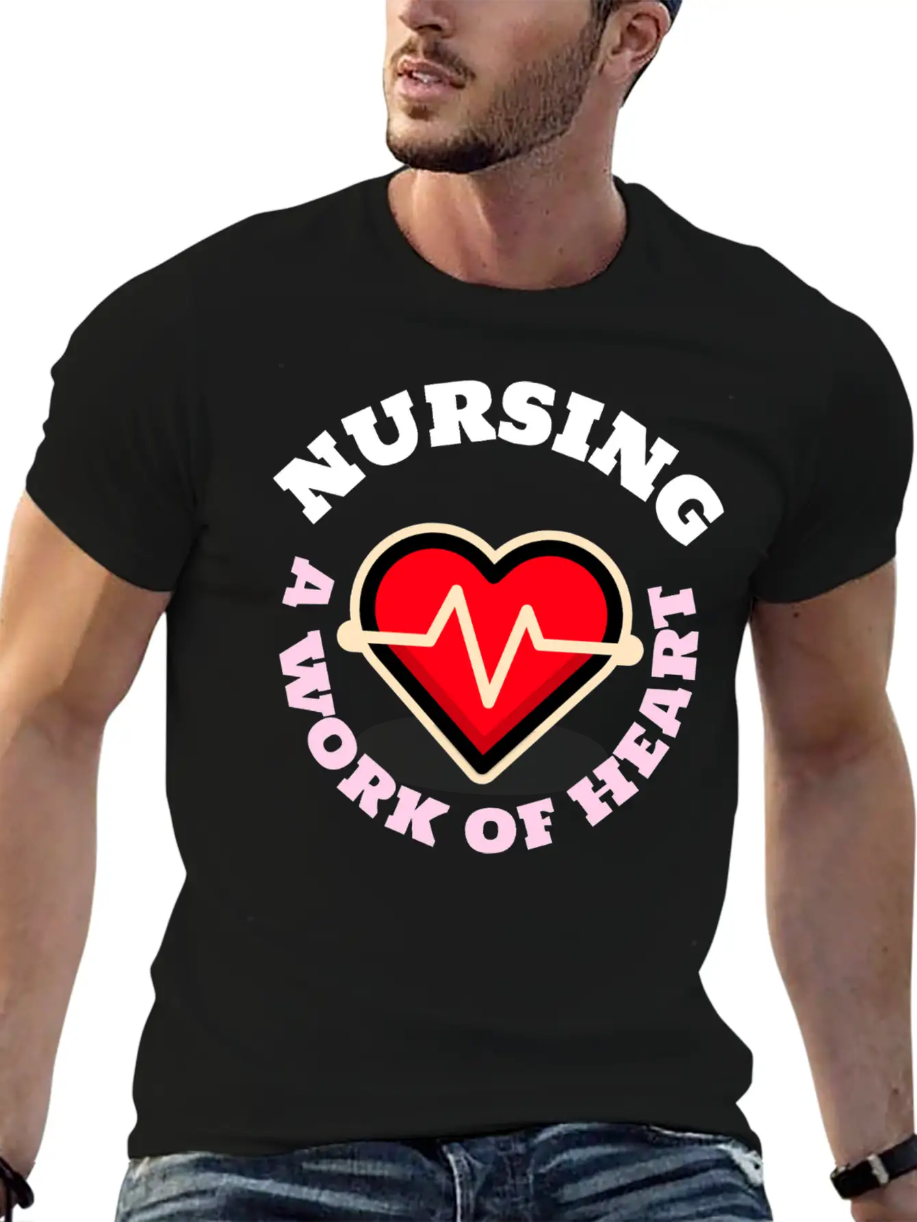 Nursing A Work Of Heart Unisex Casual T-Shirt – Clean Design For Daily Comfort