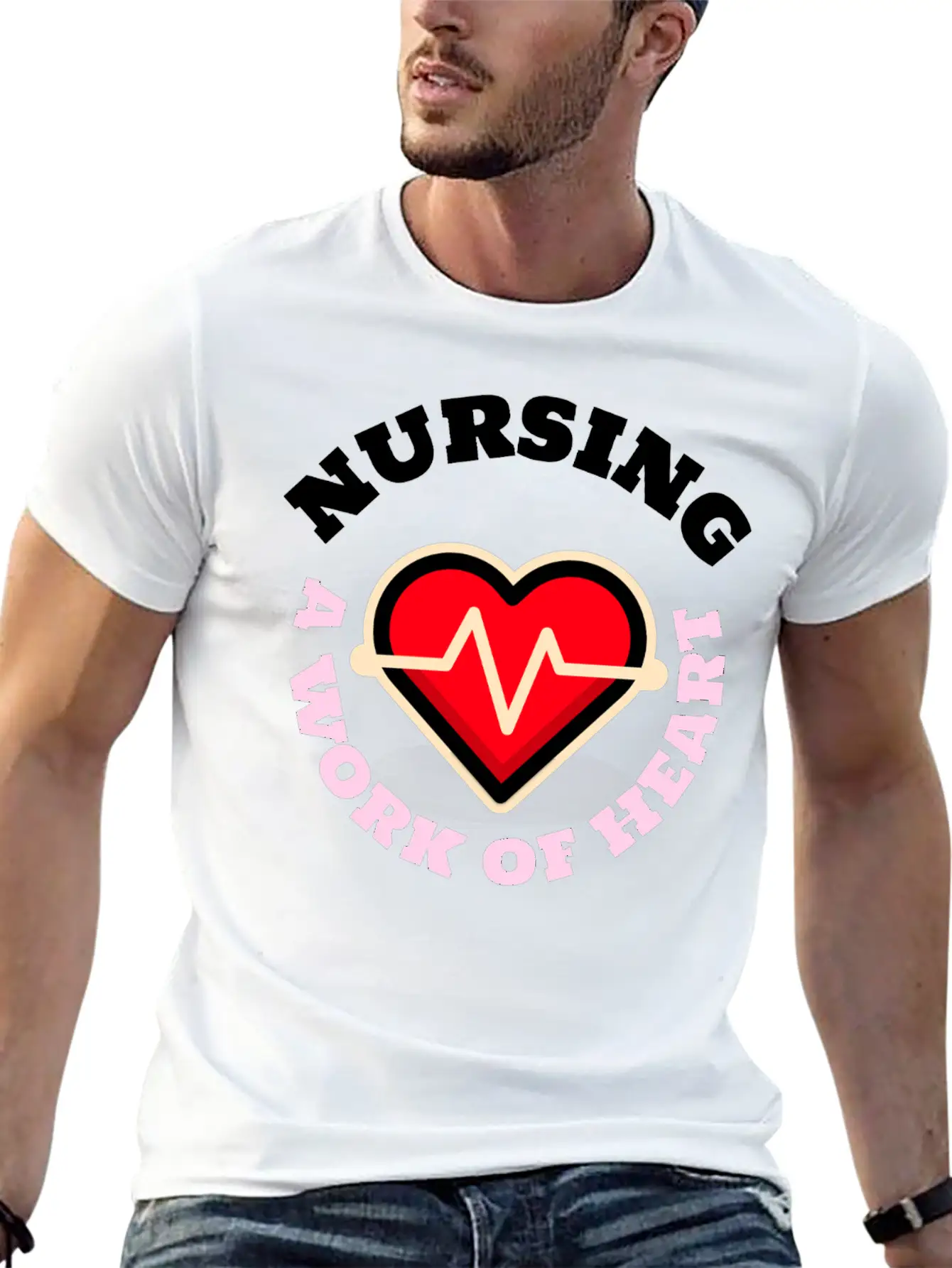 Nursing A Work Of Heart Unisex Casual T-Shirt – Clean Design For Daily Comfort