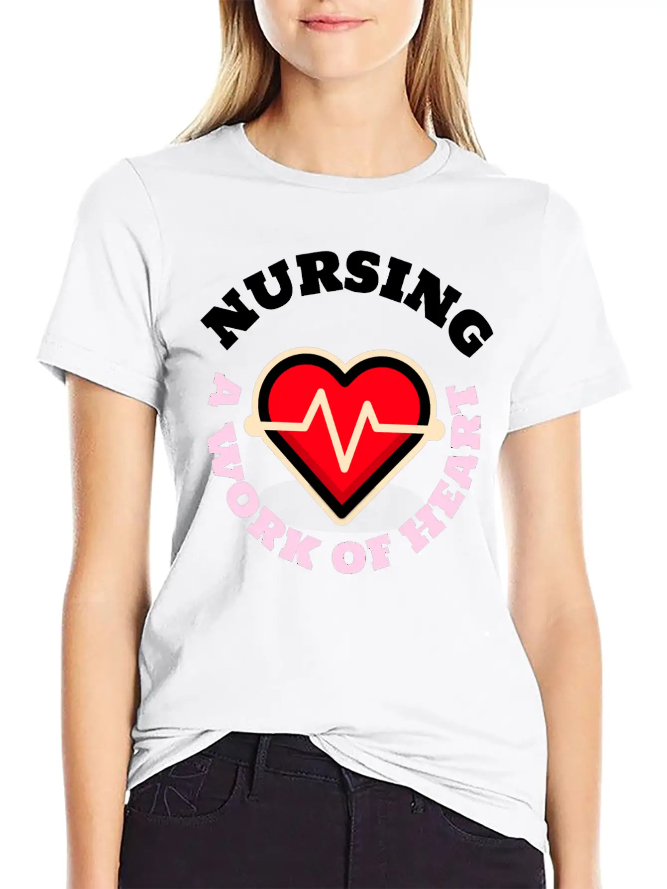 Nursing A Work Of Heart Unisex Casual T-Shirt – Clean Design For Daily Comfort