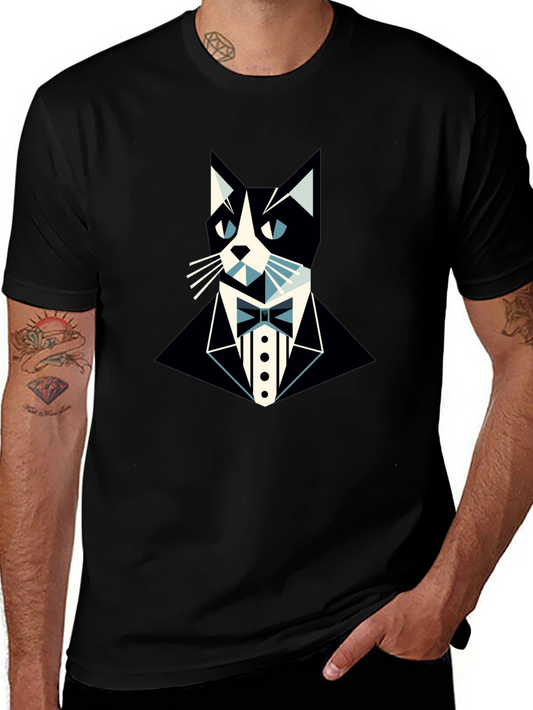 Tuxedo Cat Graphic Tee - Stylish & Unique Black T-Shirt