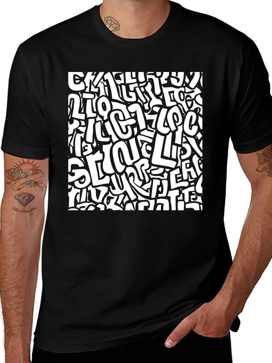Abstract Graffiti Print Black T-Shirt