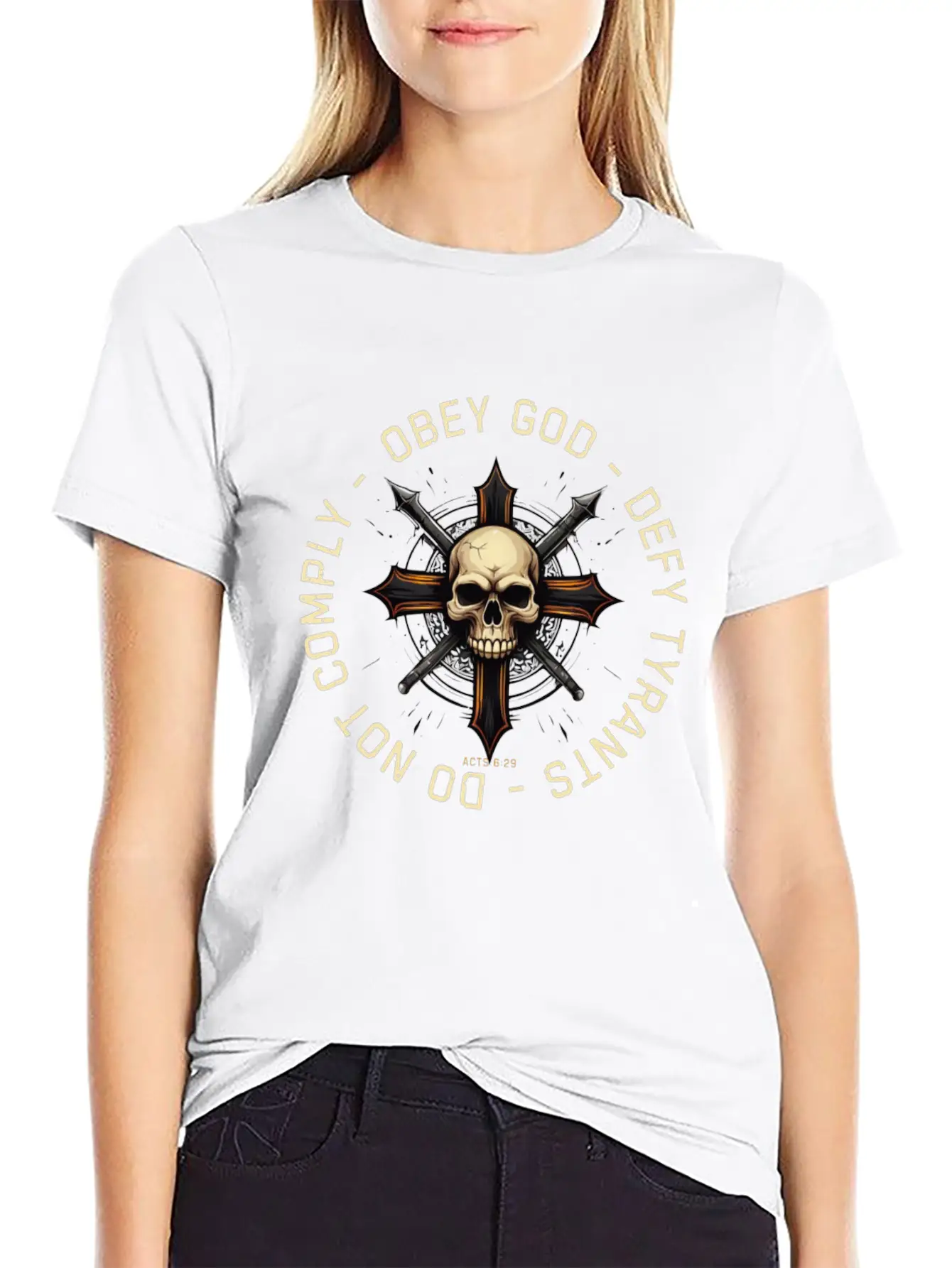 Obey God Defy Tyrants Acts I Will Not Comply Lightweight Cotton T-Shirt – Daily Comfort Graphic Shirt