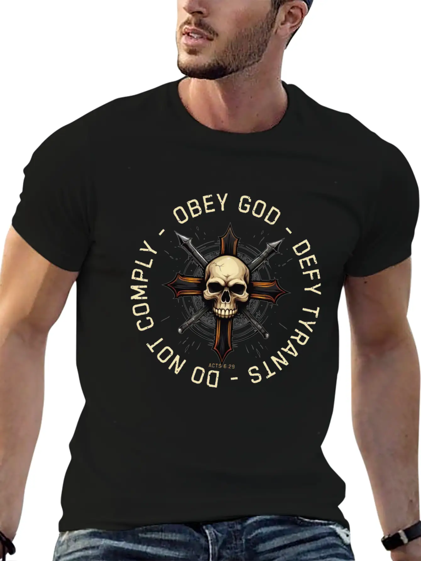 Obey God Defy Tyrants Acts I Will Not Comply Lightweight Cotton T-Shirt – Daily Comfort Graphic Shirt