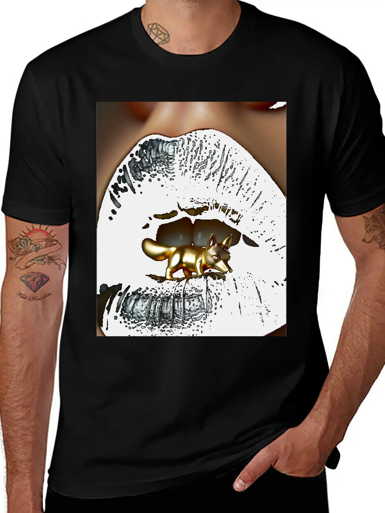 Obsidian Kiss The Golden Fox Basic Graphic T-Shirt – Daily Comfort In Soft Cotton