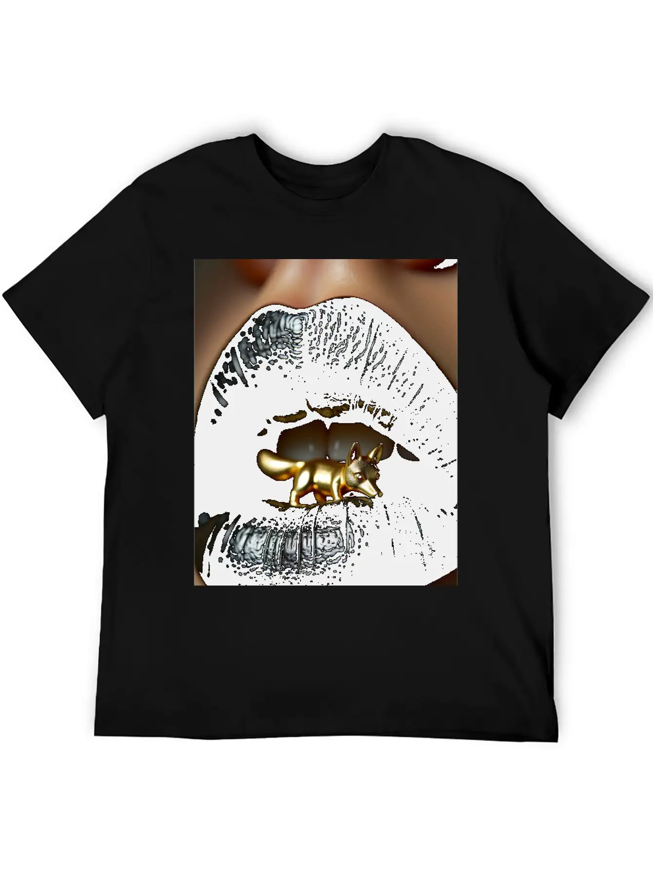 Obsidian Kiss The Golden Fox Basic Graphic T-Shirt – Daily Comfort In Soft Cotton