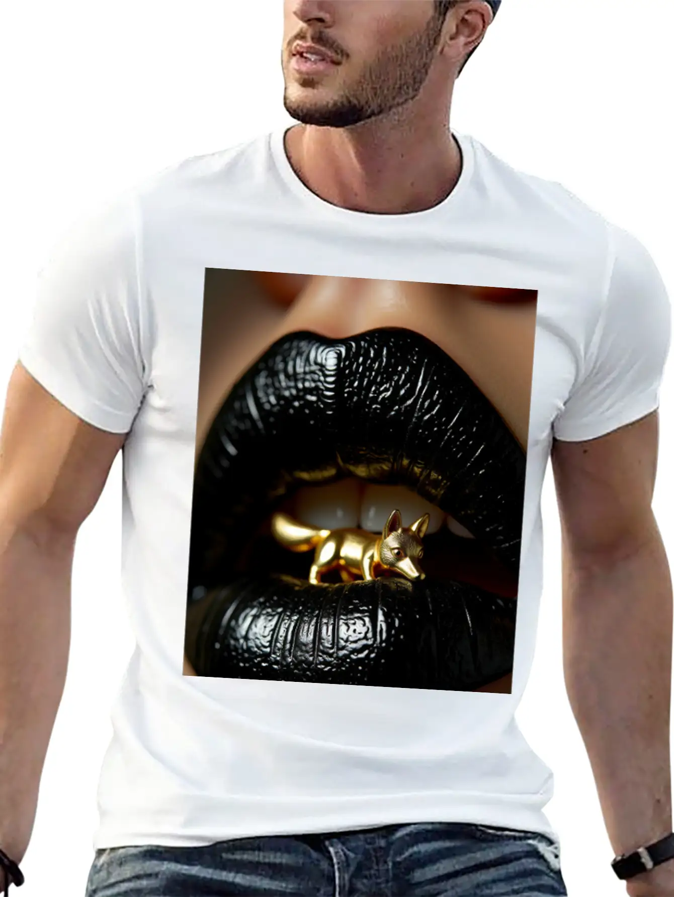 Obsidian Kiss The Golden Fox Basic Graphic T-Shirt – Daily Comfort In Soft Cotton