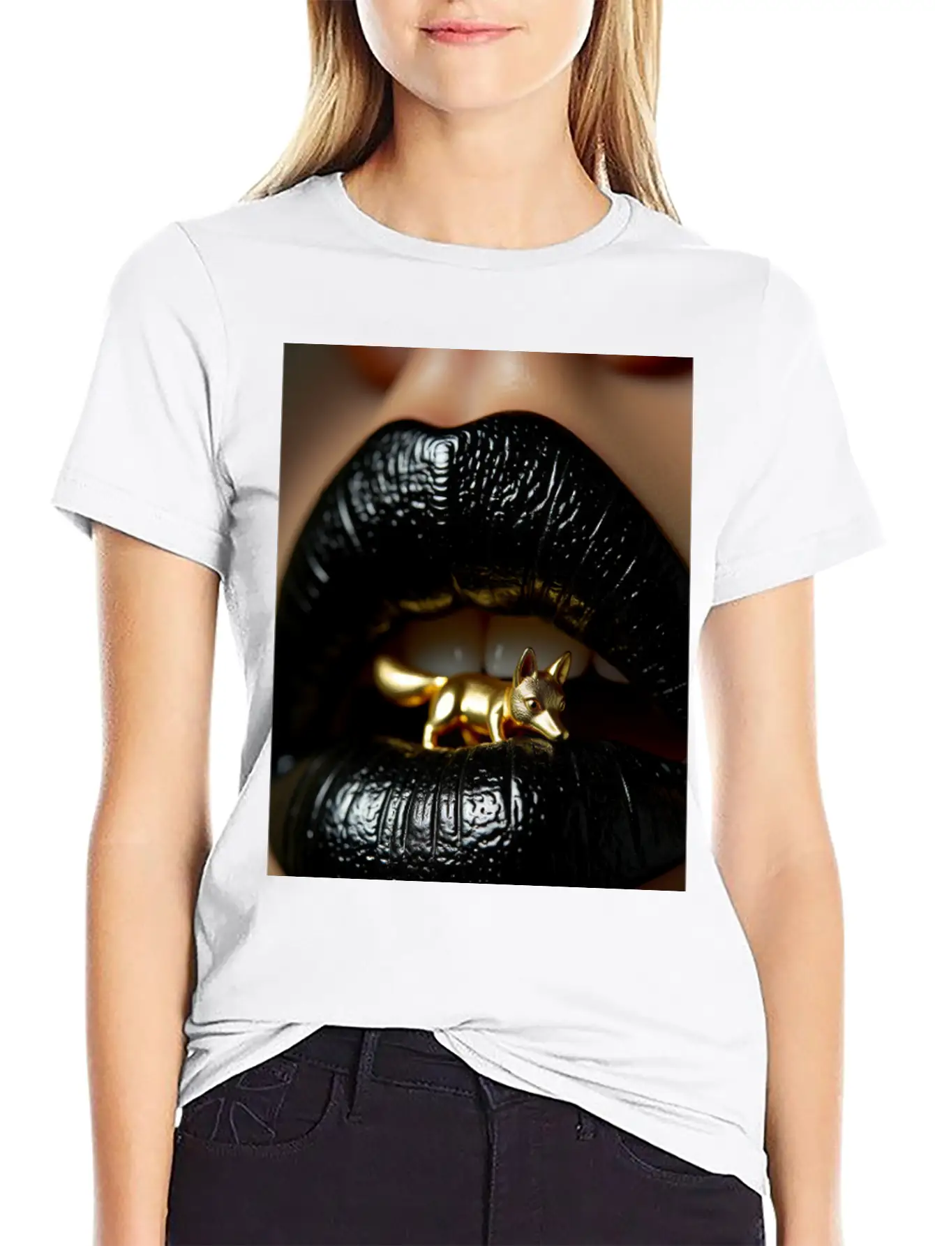 Obsidian Kiss The Golden Fox Basic Graphic T-Shirt – Daily Comfort In Soft Cotton