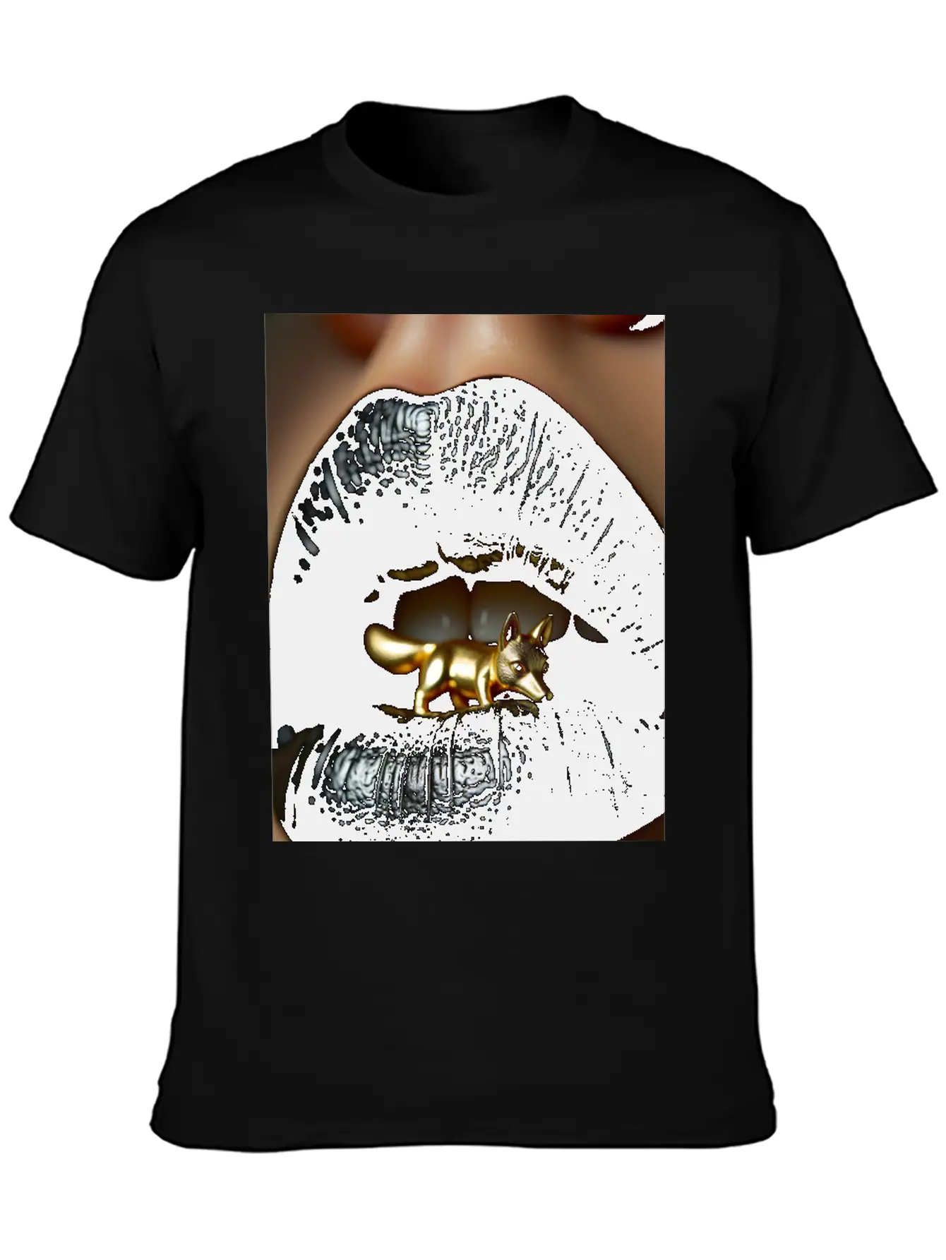 Obsidian Kiss The Golden Fox Basic Graphic T-Shirt – Daily Comfort In Soft Cotton