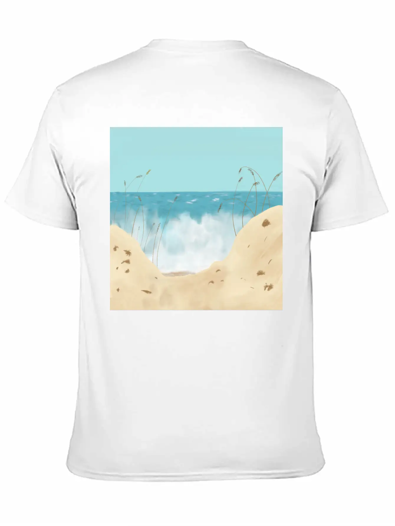 Ocean Waves Against The Shore And Sand Dunes Lightweight Cotton T-Shirt – Daily Comfort Graphic Shirt