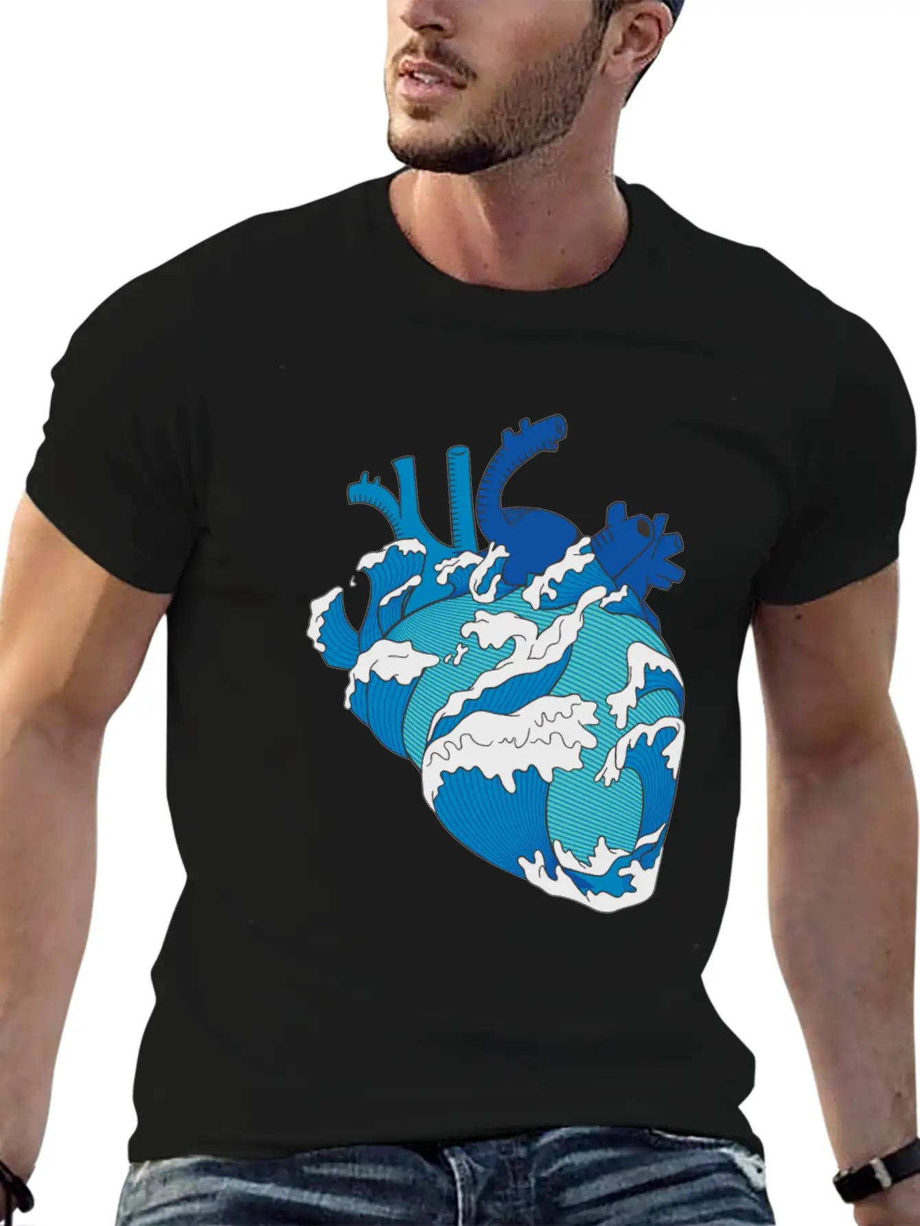 Ocean Waves Mixed With A Heart Soft Cotton Short Sleeve Tee – Unisex Wardrobe Staple