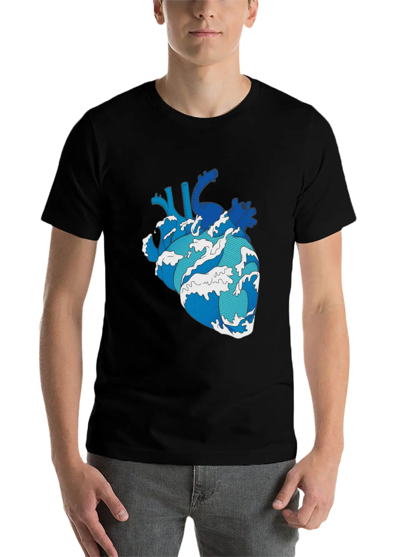 Ocean Waves Mixed With A Heart Soft Cotton Short Sleeve Tee – Unisex Wardrobe Staple