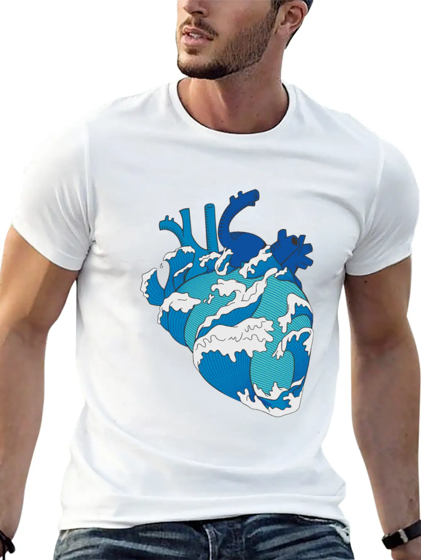 Ocean Waves Mixed With A Heart Soft Cotton Short Sleeve Tee – Unisex Wardrobe Staple