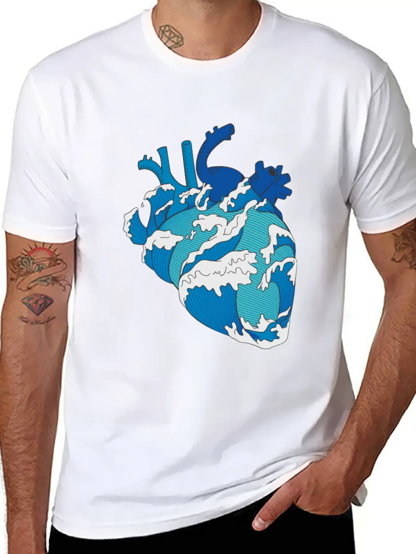 Ocean Waves Mixed With A Heart Soft Cotton Short Sleeve Tee – Unisex Wardrobe Staple