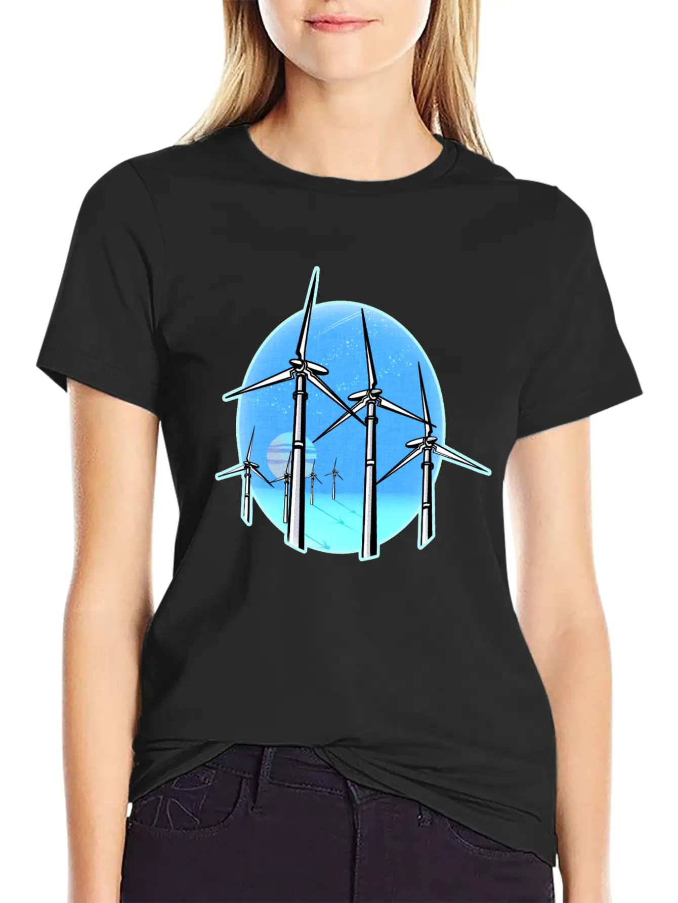Ocean Wind Farm At Sunset Relaxed Everyday Tee – Lightweight And Durable Cotton