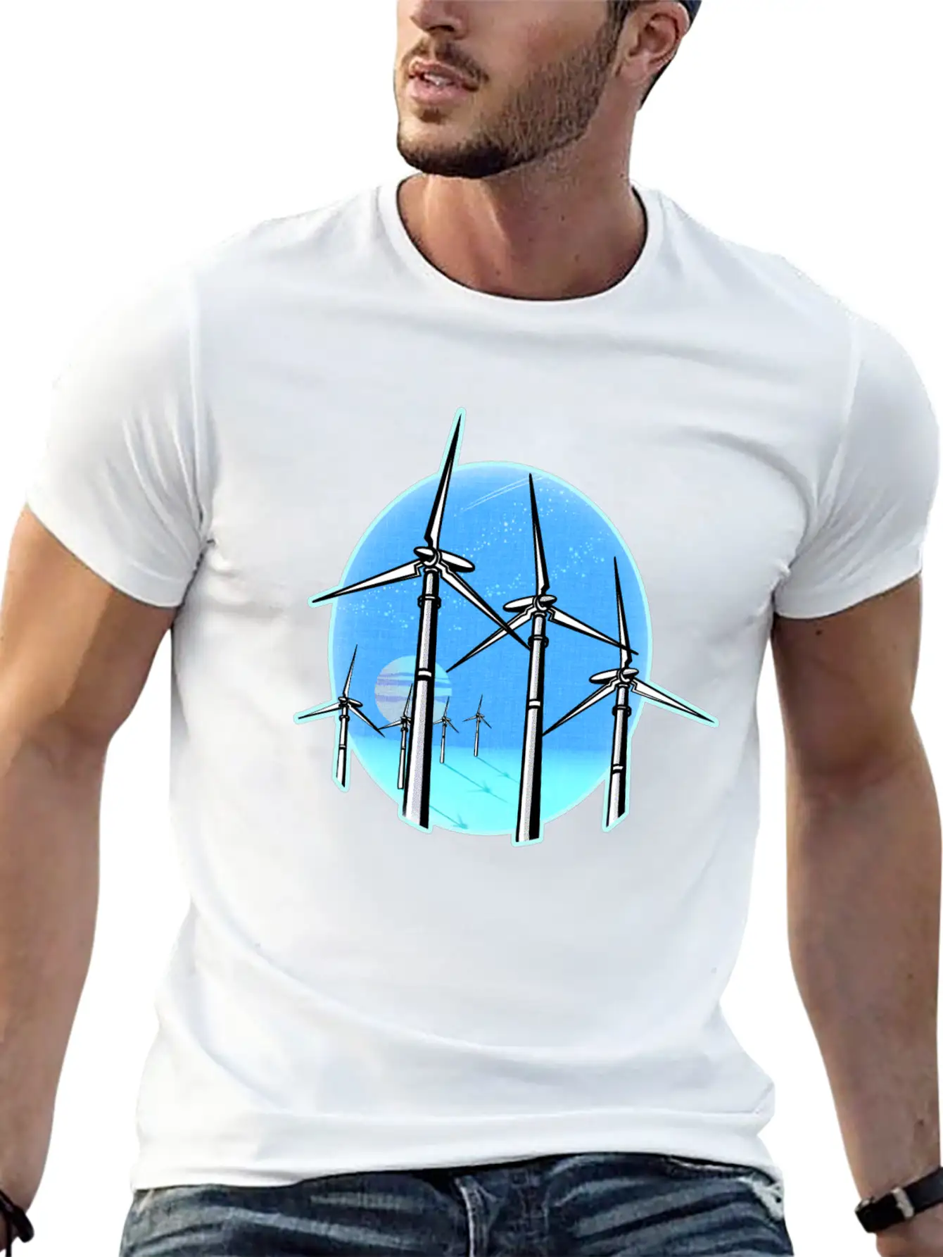 Ocean Wind Farm At Sunset Relaxed Everyday Tee – Lightweight And Durable Cotton