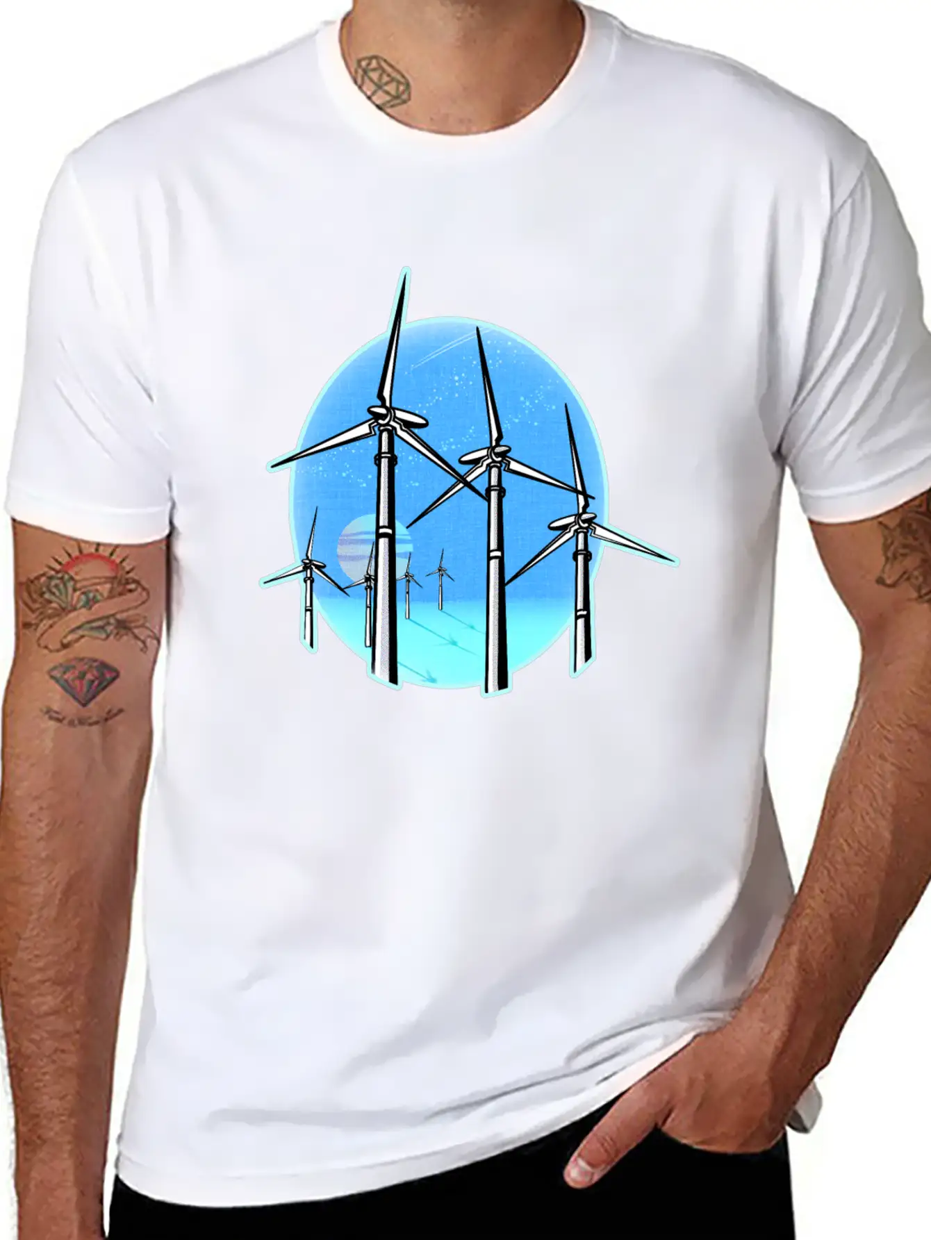 Ocean Wind Farm At Sunset Relaxed Everyday Tee – Lightweight And Durable Cotton