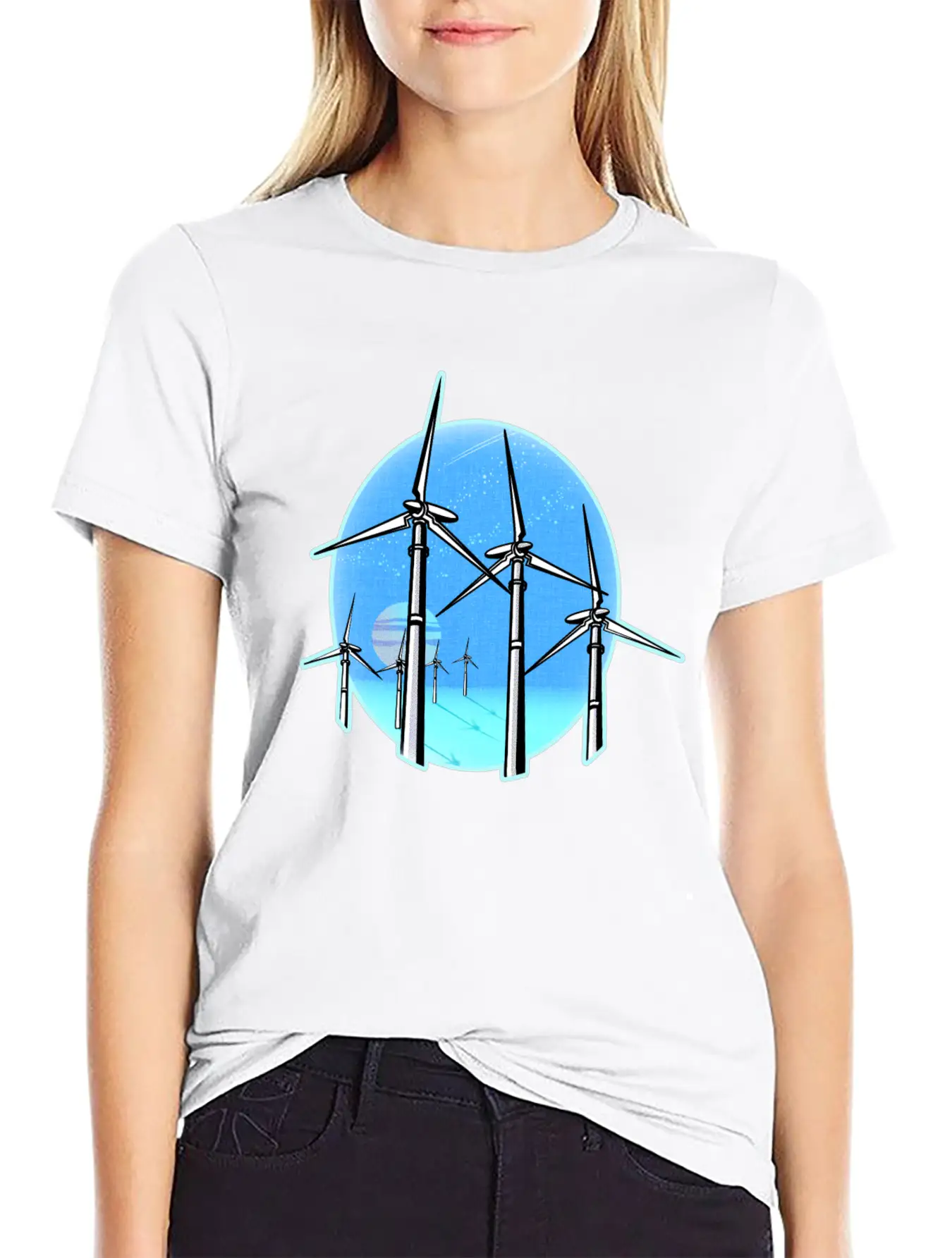 Ocean Wind Farm At Sunset Relaxed Everyday Tee – Lightweight And Durable Cotton