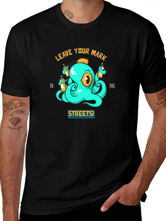 Octopus Grafitti Spray - Leave Your Marks Street Classic Fit Graphic Tee For Daily Comfort – Unisex Cotton Shirt