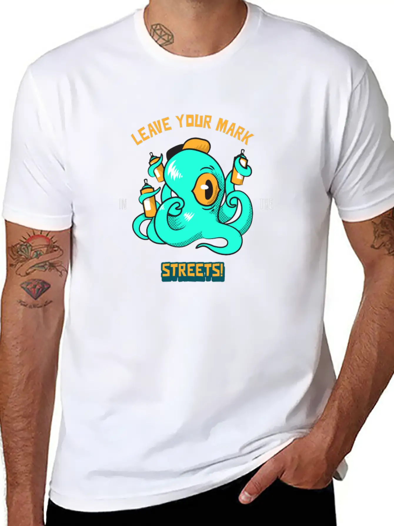 Octopus Grafitti Spray - Leave Your Marks Street Classic Fit Graphic Tee For Daily Comfort – Unisex Cotton Shirt